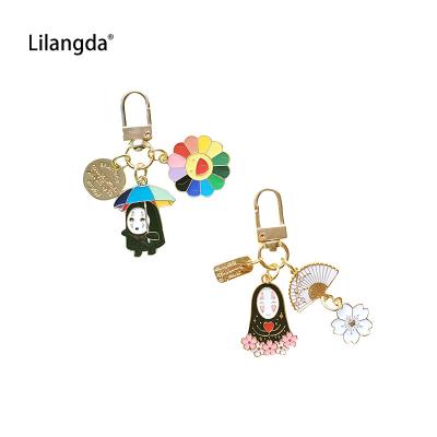 China Trend Cartoon Metal Enamel Key Chain Japanese Anime KeychainWholesal Vivid Gold Car Bag Pendant Airpods Away for sale