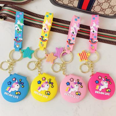 China Lilangda 2021New Creative Cute Mirror Soft Unicorn Cartoon Decoration PVC Key Chain For Women Bag Car Key Chain Keyring for sale