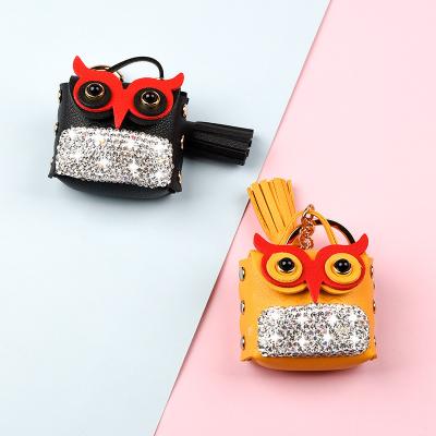 China Owl Bag Key Chains Cute Cartoon Fashion Bag Creative Female Car Accessories Tassel Coin Purse Tassel Airpods Dangle Key Chain Case for sale