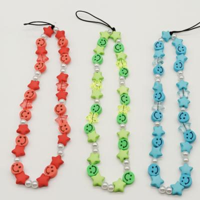 China Popular European and American border supply Lilangda hot selling mobile phone decoration gift beaded chain beaded Lanyard Keychain for sale