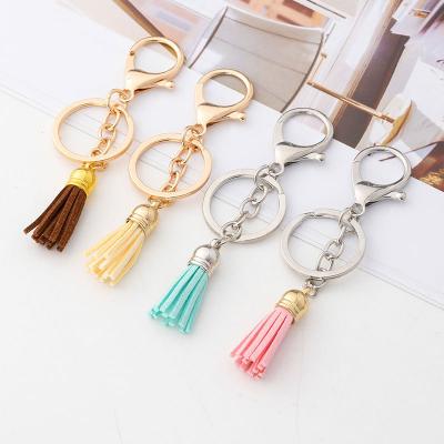 China Wholesale Custom Creative Leather Key Chain Gold Metal Tassel Key Chain Fashion Factory Leather Key Chain for sale