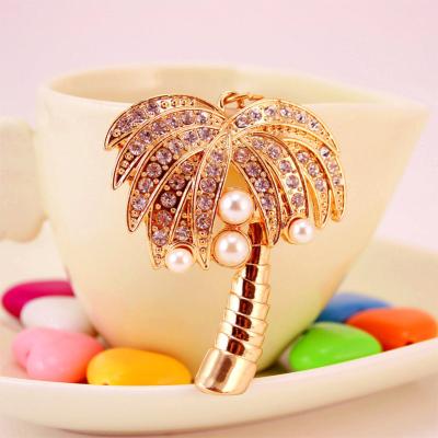 China 2022 New Promotion Lilangda Coconut Tree Key Chain Diamond-studded Tropical Tree Shape Craft Gift Small Palm Tree Key Chain for sale