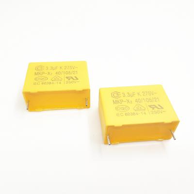 China Hot Sale Capacitor MKP-X2 Power Suppression of Electromagnetic Disturbance 3.3uF 275V Super Film Capacitors for Induction Cooker Capacitor for sale