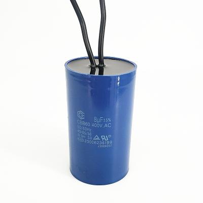 China Low dissipation factor cbb60 capacitor 8uf 450V CBB60 ac motor boarding and handling capacitor 40 70 21 fan capacitor for sale