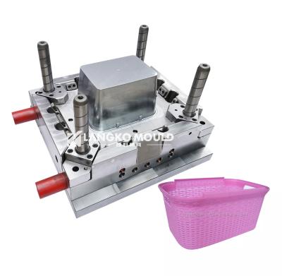 China Steel Customize Plastic Injection Rattan Surface Looking Laundry Basket Mold Good Quality for sale