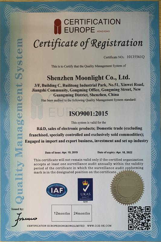 ISO9001 - Shenzhen Moonlight Co., Ltd.