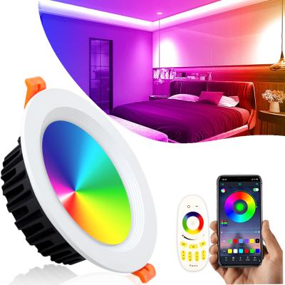 China Modern 10W-20W RGB+CCT 2700K-6000K Wifi Tuya Smart LED Ceiling Downlight WiFi APP Alexa Voice Control LED Remote Spot Light for sale