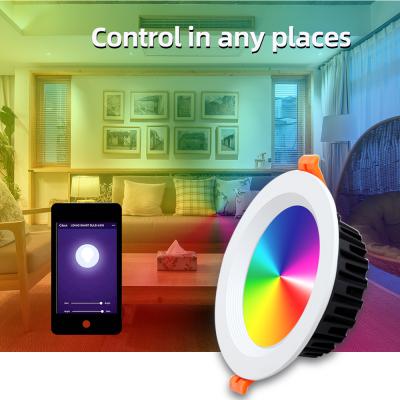 China Modern smart led downlight 6 inch dimmable round recessed 10W-20W RGB+CCT 2700K-6000K Wifi Tuya led ceiling downlight for sale