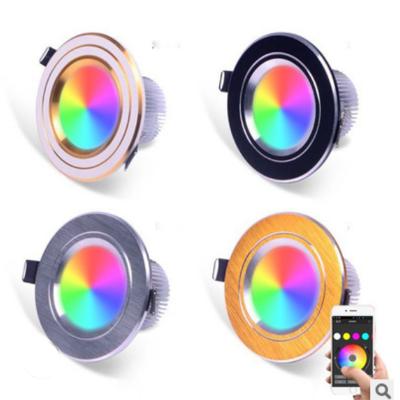 China Modern commercial lighting wireless wifi control smart round rgb recessed led light modern rgb ultra-thin anti-glare dimmable led downlight for sale