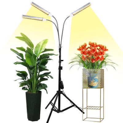 China Seed Starting 4 Head LED Grow Light With Tripod Stand For Indoor Plants Full Spectrum Floor Grow Lamp With Dual Controllers 4/8/12H Timer for sale