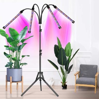 China Seed Starting Growing Light Clip Full Spectrum Flexible Timer For Floor Plants Indoor Garden 4 Head Adjustable Plant Tripod Grow Light for sale