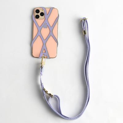 China Eco-friendly Compatible For All Phone Models Silicone Material With Detachable Lanyard Strap Metal Hook Customized Universal Plate for sale