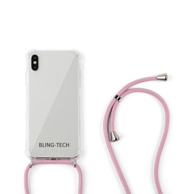 China Shockproof High Quality Clear Transparent Case With Soft Polyester Rope Strap Customized Design For I Phone Model for sale