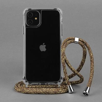 China Stock Product Shockproof For Transparent 2 In 1 Hard Back Case With Necklace Match Rope Strap Lanyard Customized For iPhone 13 Series for sale