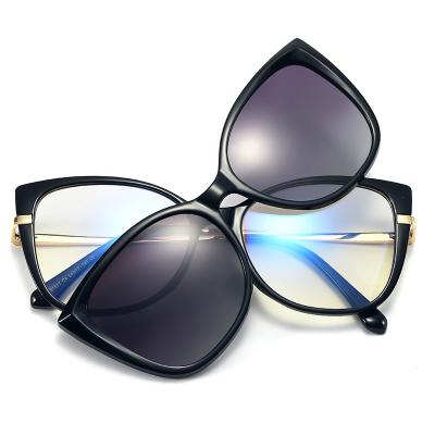 China Popular Fashion Sunglasses 91517 Hot Sale Anti Blue Light Tr90 Optical Clip On Glass Lens Magnet Polarized Glasses for sale