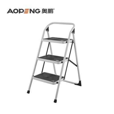 China White Luxury Folding Ladders 3 Step Home Multifunctional Iron Folding Ladder for sale