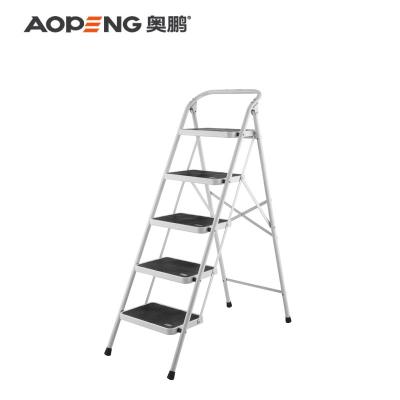 China White Luxury Folding Ladders 5 Step Home Multifunctional Iron Folding Ladder for sale