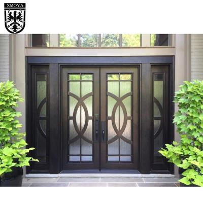 China Anti Theft Made Of China Wrought Iron Arched Front Entry Double Door for sale