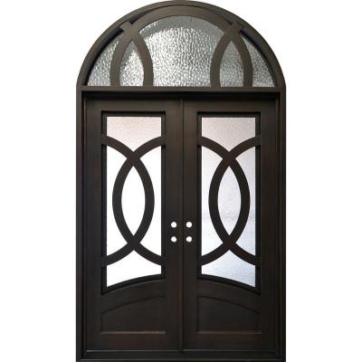 China Rustic Anti-Theft Arches Wrought Iron Doors With Grate Steel Iron Door for sale