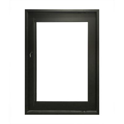 China Anti-Theft Single Square Top Black Exterior And Interior Pivot Doors With Glass for sale