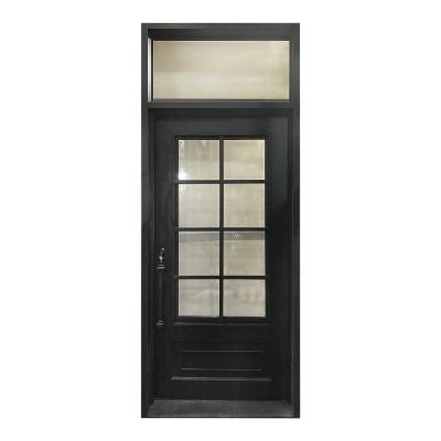 China Single Entry French Square Sound Insulation Security Top Black Wrought Iron Single Doors Design for sale