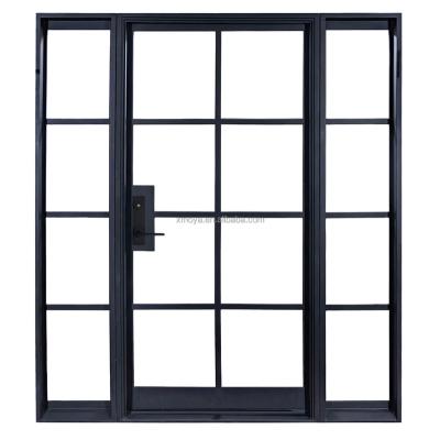 China Modern Design Waterproof Interior Glass House Exterior French Door Entrance With Domestic Single Glazed Iron Doors for sale