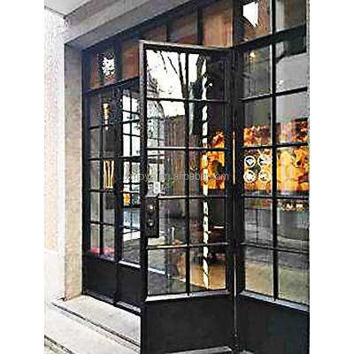 China Interior Sound Insulation Iron Glass Door French Iron With Wrought Iron Floor To Ceiling Double Glass Doors Designs Glass Door Design for sale