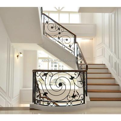 China Modern Simple Grill Stair Railing Design For Indoor Wrought Iron Staircase Fencing Modern Villa Railings Customized for sale