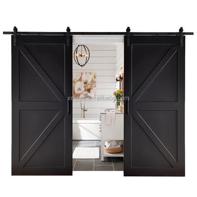 China Interior Fire Protection Barn Doors Doors For House , Residential Sound Proof Modern Metal Sliding Wrought Iron Barn Door for sale