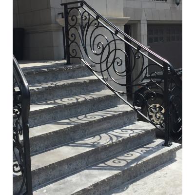 China Beautiful modern and classic indoor prefab stair railings and decorative wrought wood baluster iron stair railing design for sale