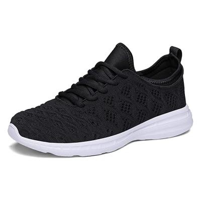 China Fashion Trend Hot Selling Custom Breathable Black Fly Knit Shoes Ladies Running Women's Sports Shoes for sale