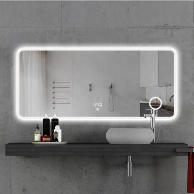 China Fashion Luminous Design Illuminated LED Light Bathroom Mirror Music Touch Fog Light Magnifier for sale