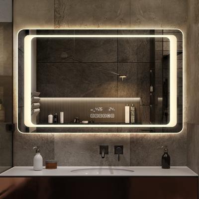 China Bright LED illuminated rectangle smart bathroom mirrors with attached lights led mirror with lights for sale