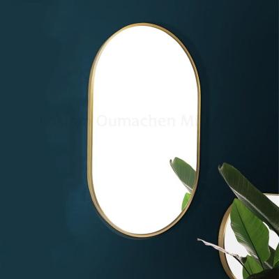 China Europe Home Decor 2019 Shape Wall Hanging Frame Metal Wall Mirror Decorative Oval Gold for sale