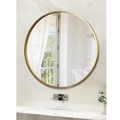 China Wholesale Europe Home Decor Foshan Manufacture Wall Mounted Shower Room Decoration Frame Silver Round Mirror for sale