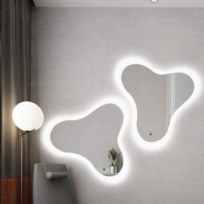 China 2019 Creative Wholesale Custom Minimalist Bathroom Decorative Led Backlit Mirror With Touch Switch for sale