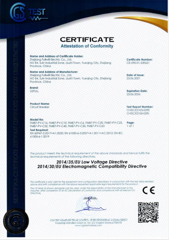 CE - Zhejiang Fullwill Electric Co., Ltd.