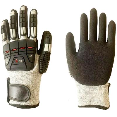 China Oil Industry TPR Anti-cut Impact Resistant Gloves with Double Sandy Nitrile Mechanic Work Glove for sale