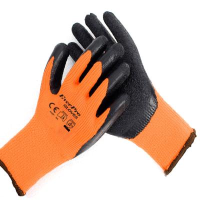 China OEM Welcome Polyester Orange Loop Liner Latex Napping Ply Coated Gloves Winter Working for sale