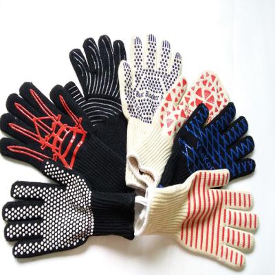 China OEM Home Heat Resistant Barbecue Grilling Gloves Kitchen Oven Mitts Silicone Non Slip Cooking BBQ Grill Gloves for sale