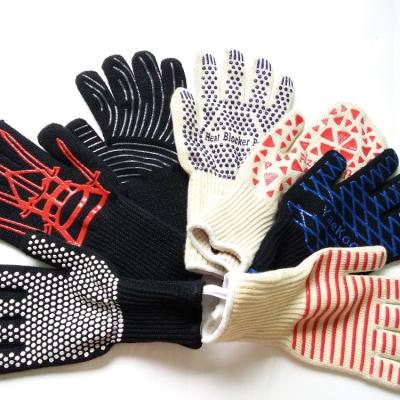 China OEM Welcome Para Aramid Shell Silicone Rubber Extreme Heat Resistant BBQ Heat Resistant Gloves for sale