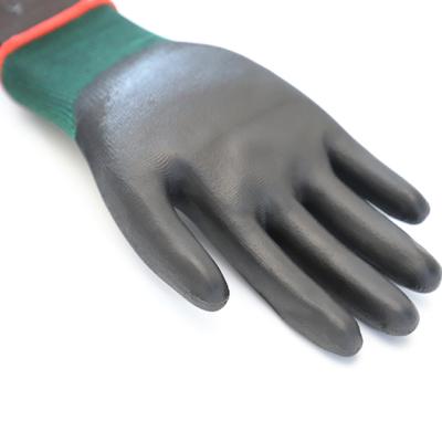 China Electronic Assembly 13G Black Polyester Safety G40 Polyurethane PU Coated Gloves for sale