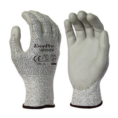 China OEM Welcome China Manufacture Cut 4543C 13G HPPE+ Fiberglass PU Palm Coated Anti Cut Resistant Glove for sale