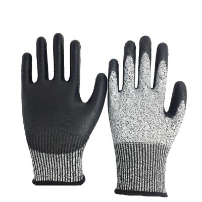 China OEM Welcome 13G HPPE Liner PU Coated Cut Level 3 / 5 Cut Resistant Gloves for sale