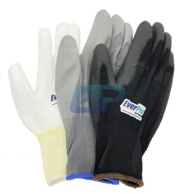 China Knitwrist EN388 4131 White Black Palm Coated PU Nylon Gloves Polyurethane Palm Fitted Safety Glove Work Gloves for sale