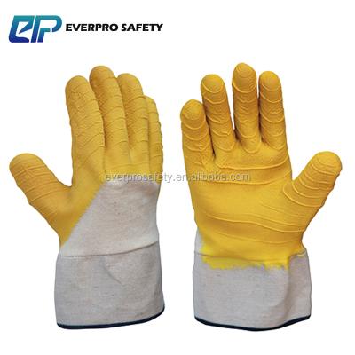 China Factory Price Wave Ply Finish Shell Latex Crinkle Rubber Tank Top Dipped Latex Gloves for sale