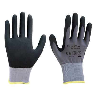 China OEM Welcome Hy Flex 11-840 Gray Nylon Spandex Gardening Gloves With Black Nitrile Foam for sale