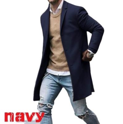 China New Simple Solid Color Explosive Winter Coat Anti-wrinkle Men's Mid Length Woolen Coat for sale