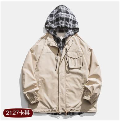 China 2021 autumn style contrast jacket loose Korean men's hooded quilting men's QUICK DRY jacket new color men's quilting for sale