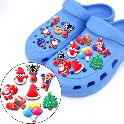 China New Light Shoe Design Custom PVC Shoe Charms For Christmas Croc Charms With Party Gifts Xmas Charms for sale